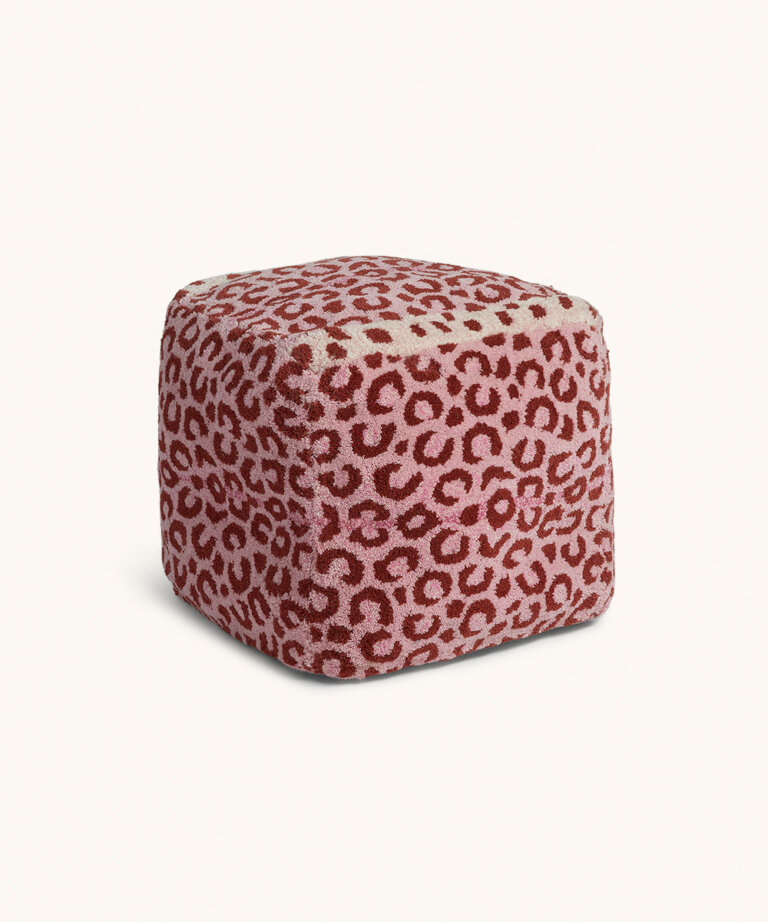 Pink Leopard Pouf Small