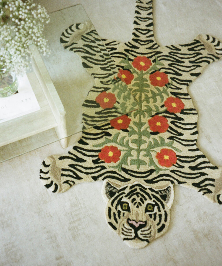 Tapis Floral Tigre Blanc Large