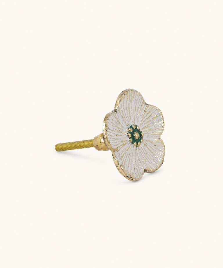 Bouton Fleur Faye Blanc