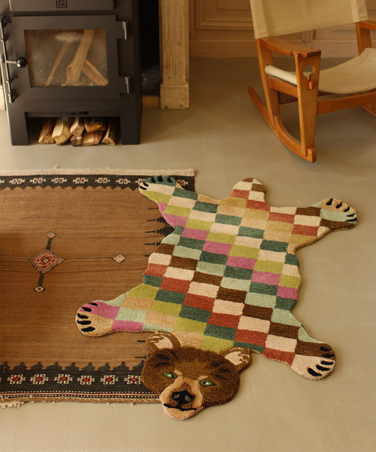 Archie Check Bear Rug Large