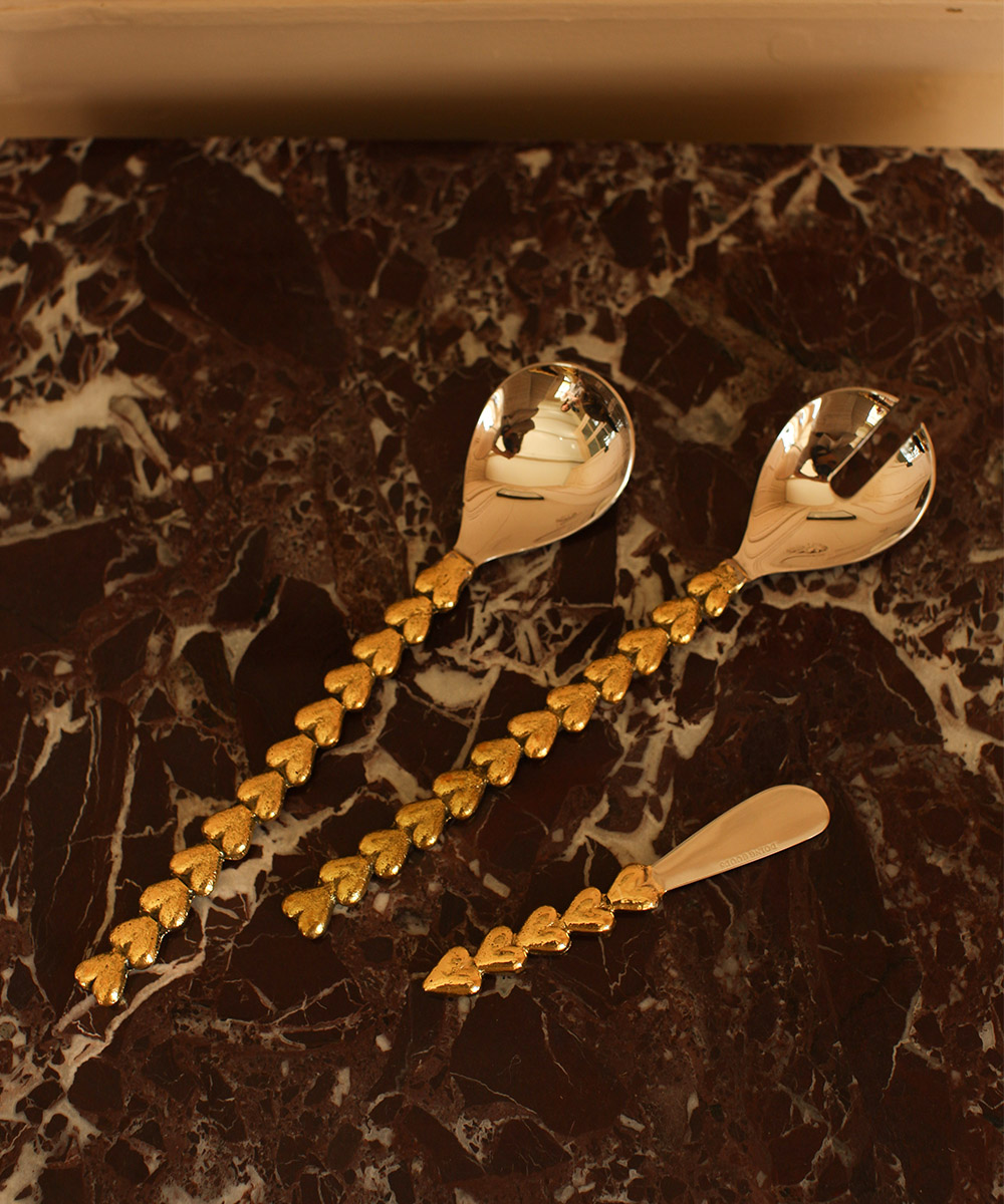 Holly Heart Salad Server Set in Giftbox